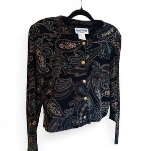 VTG y2k 90s 'Ronni Nicole by Ouida' floral paisley patterned cropped BOLERO!